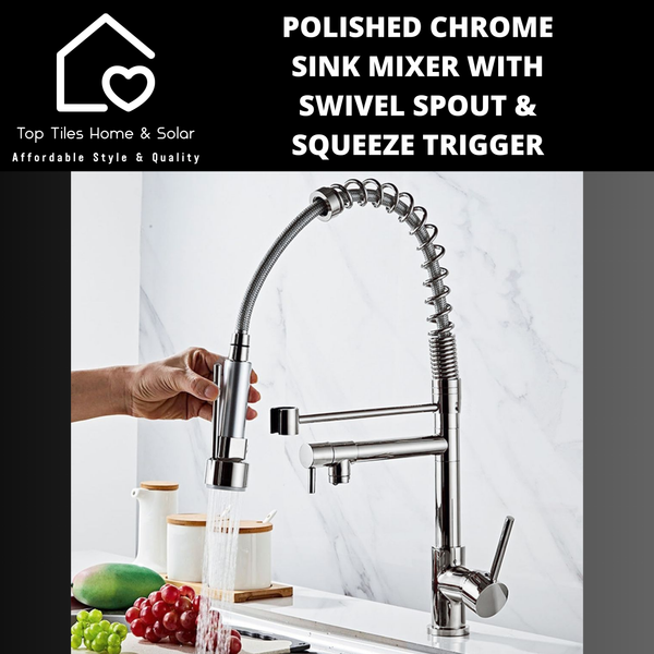 Chrome Sink Mixer with Swivel Spout & Squeeze Trigger