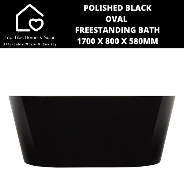 Polished Black Oval Freestanding Bath - 1700 x 800 x 580mm