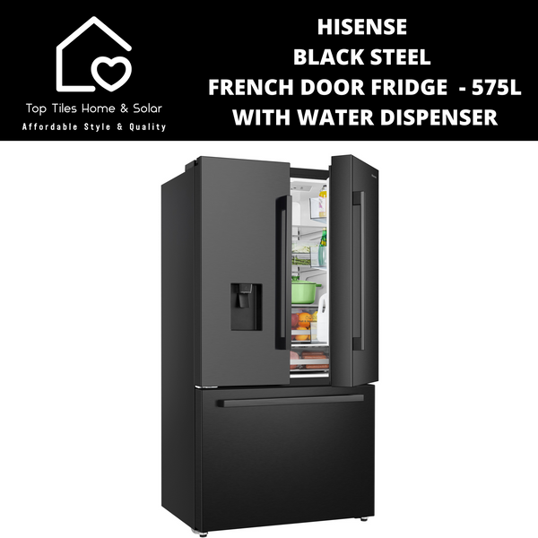Hisense Black Steel French Door Fridge  - 575L With Water Dispenser
