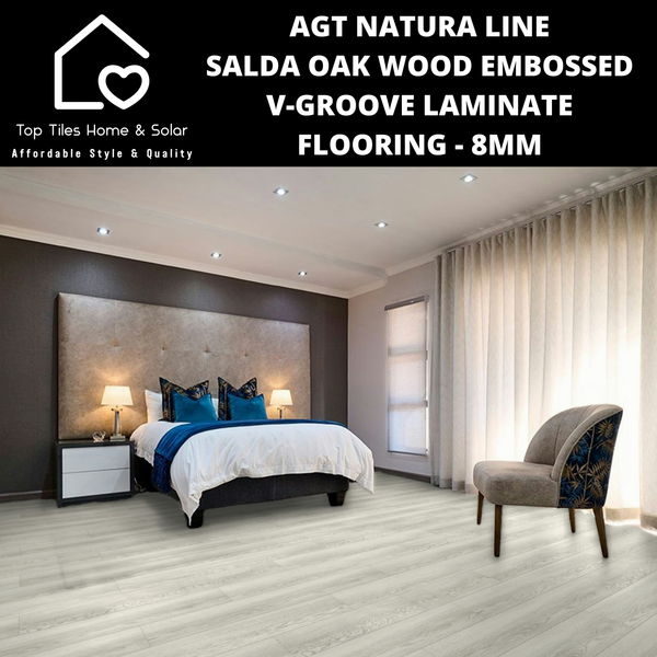 AGT Natura Line Salda Oak Wood Embossed V-Groove Laminate Flooring - 8mm