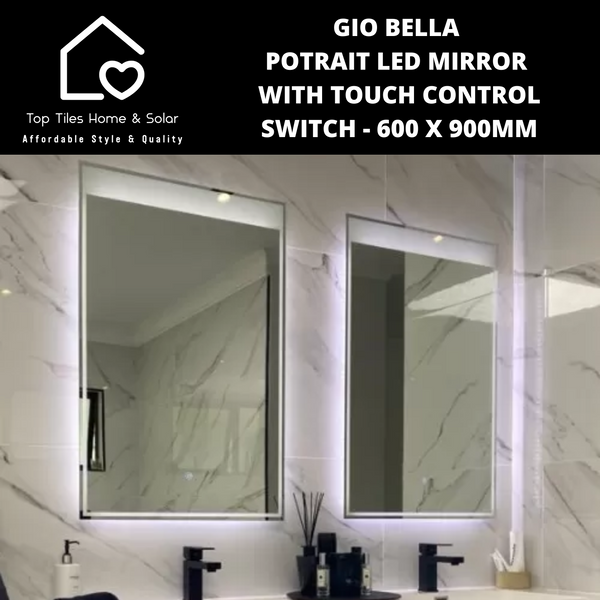 Gio Bella Potrait LED Mirror With Touch Control Switch - 600 x 900mm