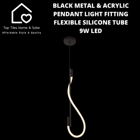 Black Metal & Acrylic Pendant Light Fitting Flexible Silicone Tube - 9W LED