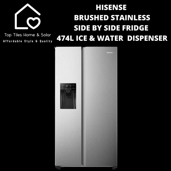 Hisense Brushed Stainless Fridge  - 474L Water & Ice Dispenser