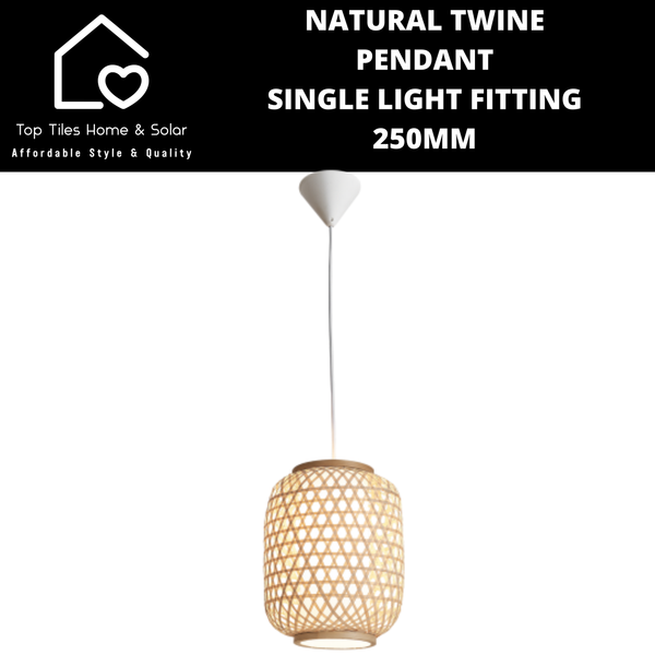 Natural Twine Pendant Single Light Fitting - 250mm