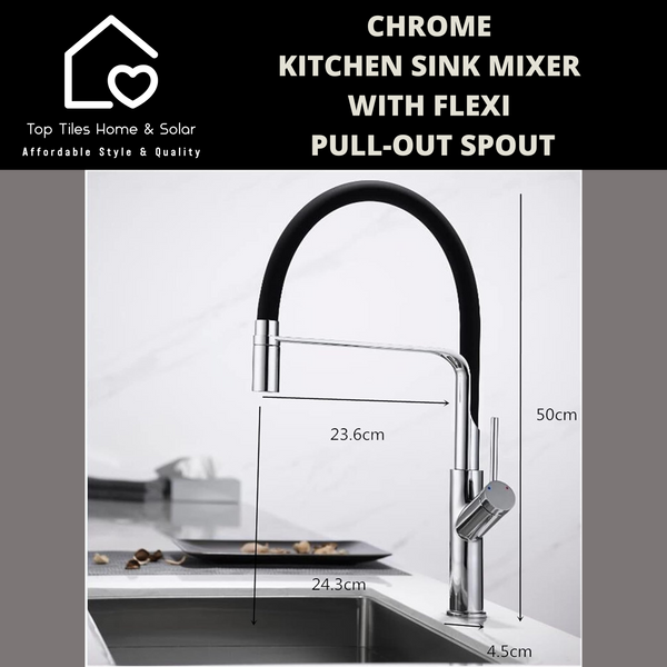 Chrome Kitchen Sink Mixer With Flexi Pull-Out Spout