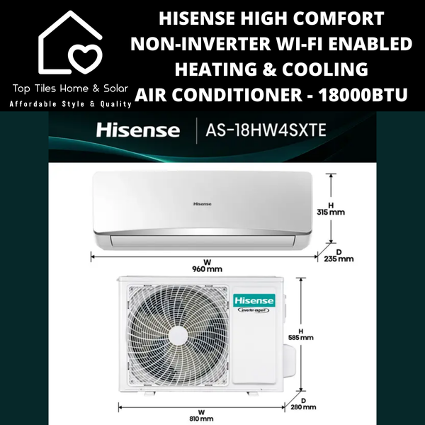 Hisense High Comfort Non-Inverter Wi-Fi Enabled Heating & Cooling Air Conditioner - 18000BTU