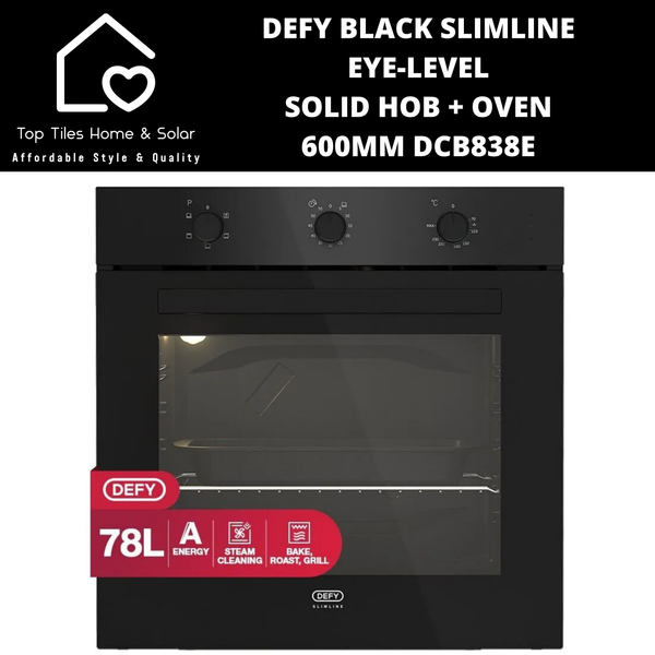 DEFY Black Slimline Eye-Level Solid Hob + Oven - 600mm DCB838E