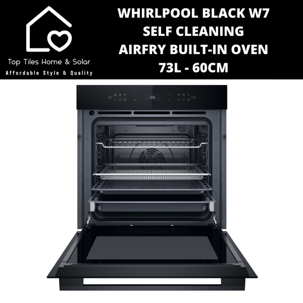 Whirlpool Black W7 Self Cleaning AirFry 73L Built-In Oven - 60cm