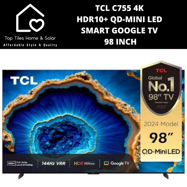 TCL C755 4K HDR10+ QD-Mini LED Smart Google TV - 98 Inch