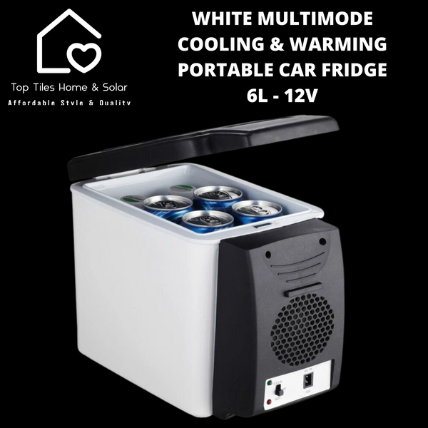 White Multimode Cooling & Warming Portable Car Fridge - 6L - 12V