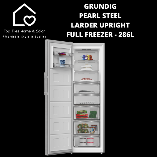Grundig Pearl Steel Larder Upright Full Freezer - 286L