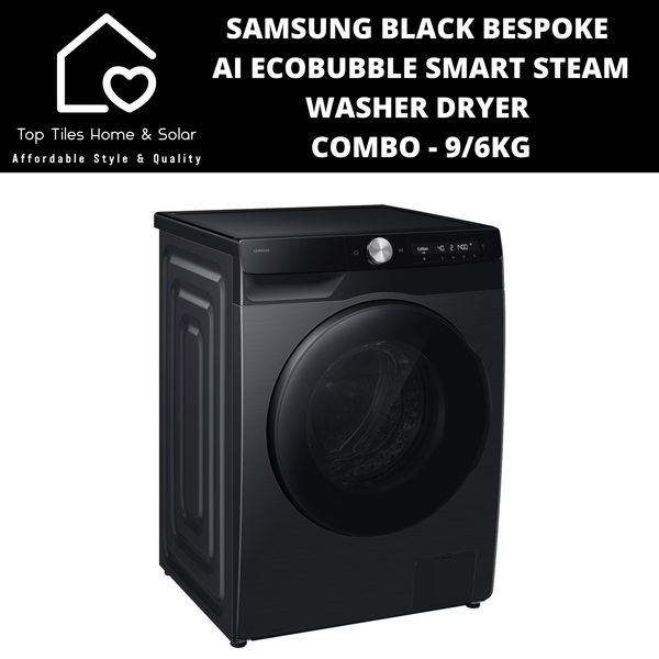 Samsung Black Bespoke AI EcoBubble Smart Steam Washer Dryer Combo - 9/6kg