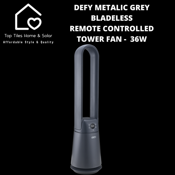 Defy Metalic Grey Bladeless Remote Controlled Tower Fan -  36W