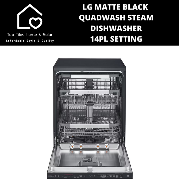LG Matte Black QuadWash Steam Dishwasher - 14Pl Setting