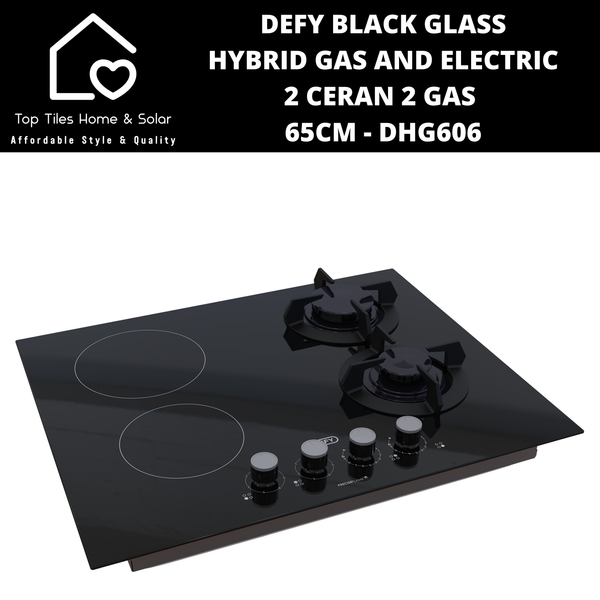 Defy Black Glass Hybrid Gas and Electric 2 Ceran 2 Gas - 65cm DHG606