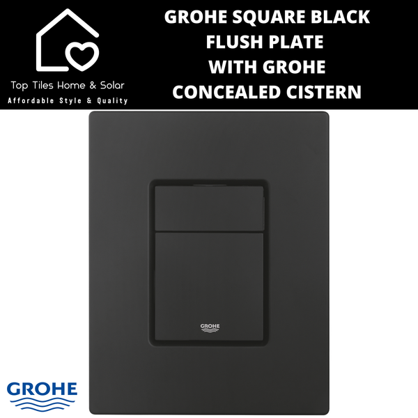 Grohe Square Matt Black Flush Plate With Grohe Concealed Cistern