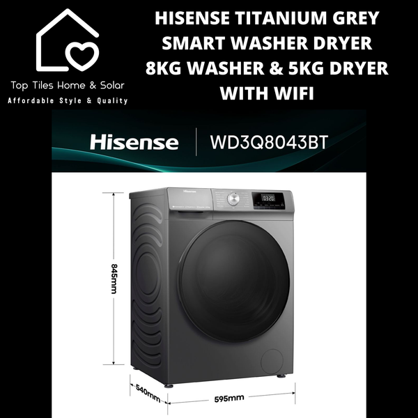 Hisense Titanium Grey Smart Washer Dryer - 8kg Washer & 5kg Dryer