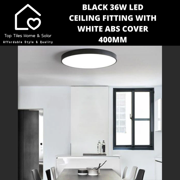 Black 36W LED Ceiling Fitting with White ABS Cover - 400mm