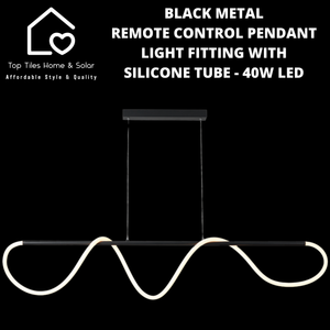 Black Metal Remote Control Pendant Light Fitting with Silicone Tube- 40W LED
