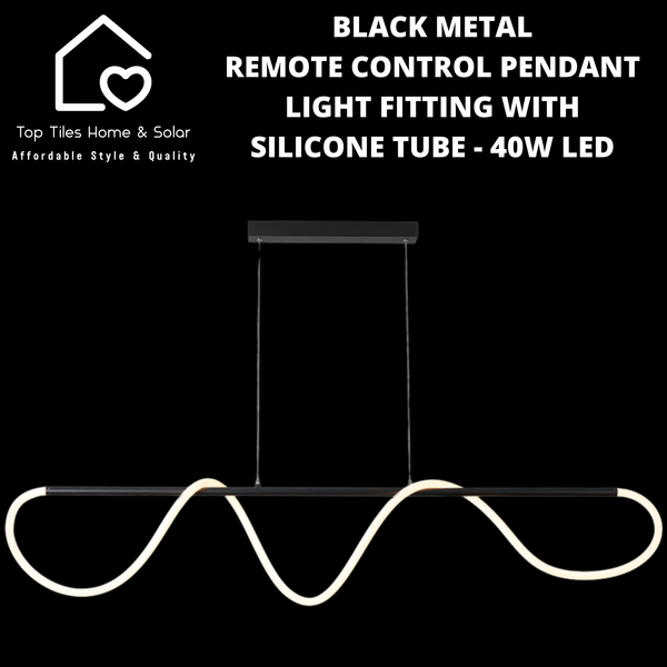 Black Metal Remote Control Pendant Light Fitting with Silicone Tube- 40W LED