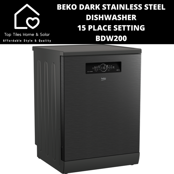 Beko Dark Stainless Steel Dishwasher - 15 Place Setting - BDW200