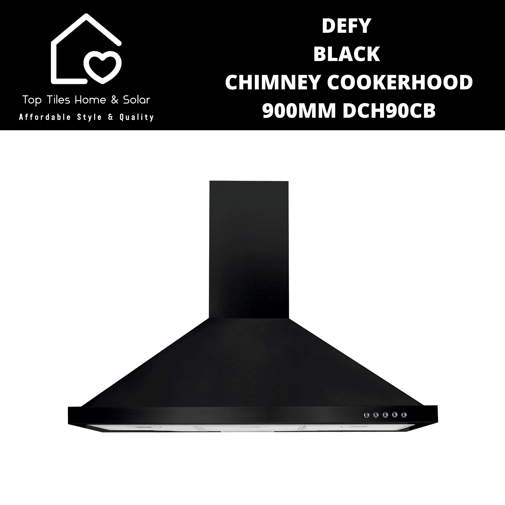 Defy Black Chimney Cookerhood- 900mm DCH90CB