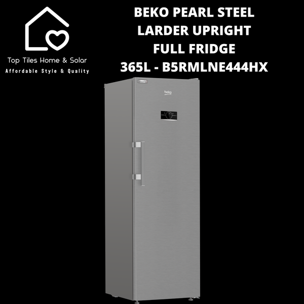 Beko Pearl Steel Larder Upright Full Fridge - 365L B5RMLNE444HX
