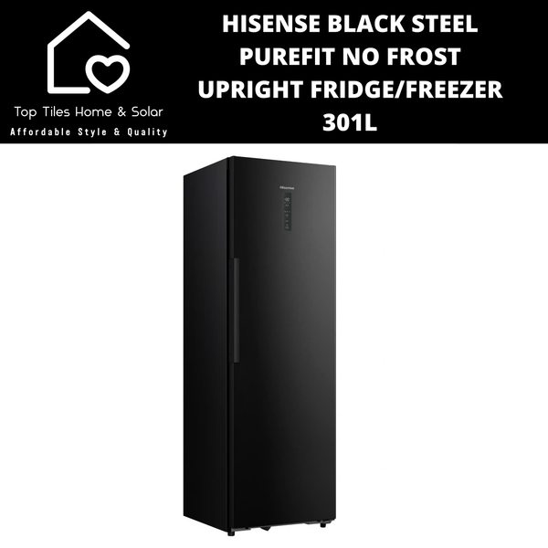 Hisense Black Steel No Frost Upright  Fridge / Freezer Convert Function - 301L