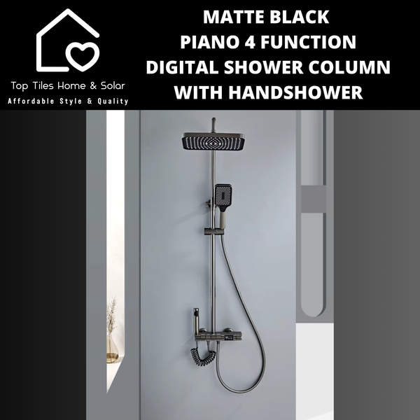 Black Piano 4 Function Digital Shower Column With Handshower