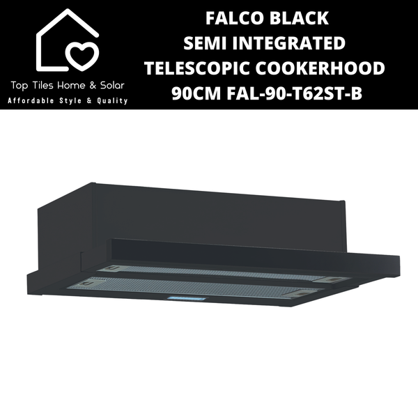 Falco Black Semi Integrated Telescopic Cookerhood - 90cm FAL-90-T62ST-B