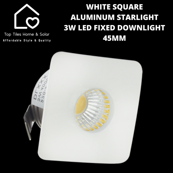 White Square Aluminum Starlight 3W LED Fixed Downlight - 45mm