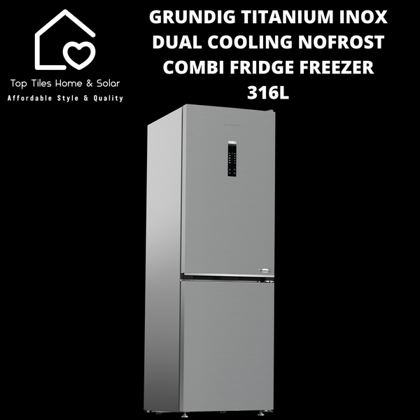 Grundig Titanium Inox Dual Cooling NoFrost Combi Fridge Freezer - 316L