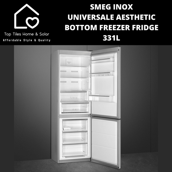 Smeg Inox Universale Aesthetic Bottom Freezer Fridge - 331L