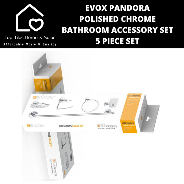Evox Pandora Polished Chrome Bathroom Accessory set 5 Piece Set