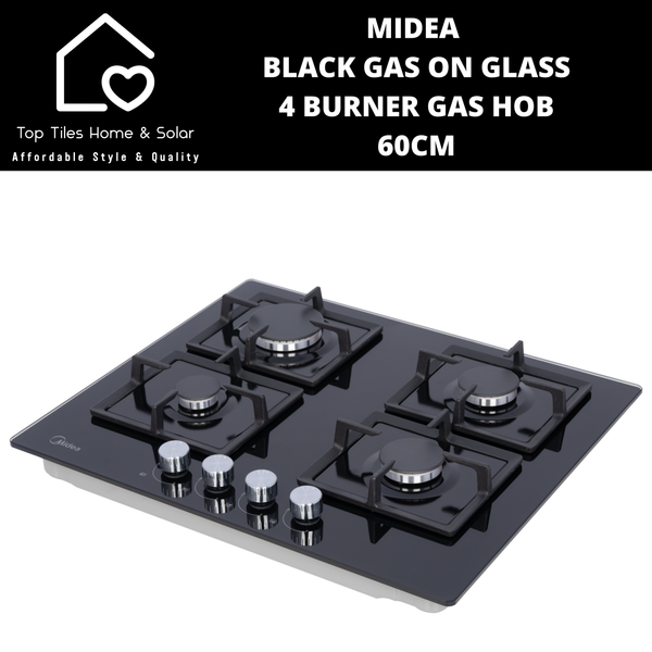 Midea Black Gas on Glass 4 Burner Gas Hob - 60cm