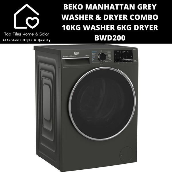 Beko Manhattan Grey Washer & Dryer Combo -  10kg Washer 6kg Dryer BWD200