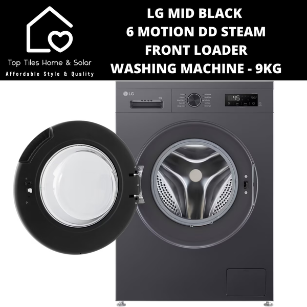 LG Mid Black 6 Motion DD Steam Front Loader Washing Machine - 9kg