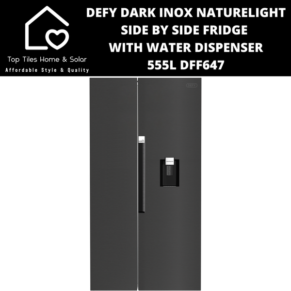 Defy Dark Inox NatureLight Side By Side Fridge with Water Dispenser - 555L DFF647