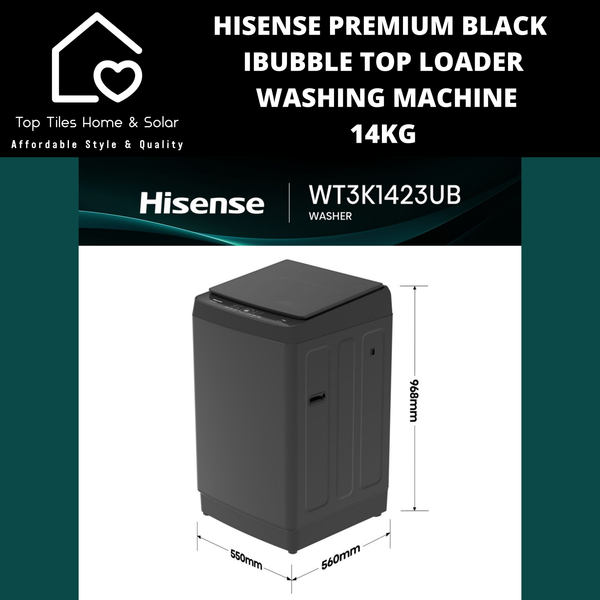 Hisense Premium Black Top Loader Aqua Save Washing Machine - 14kg