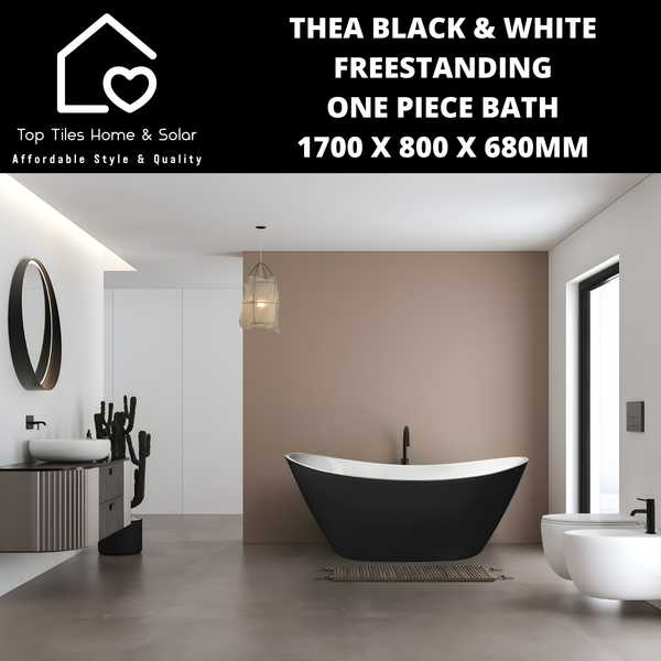Thea Black & White Freestanding One Piece Bath - 1700 x 800 x 680mm