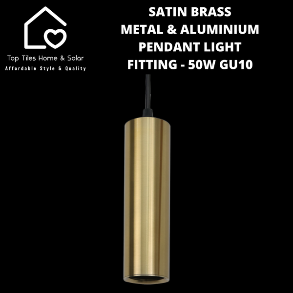 Satin Brass Metal & Aluminium Pendant Light Fitting - 50W GU10
