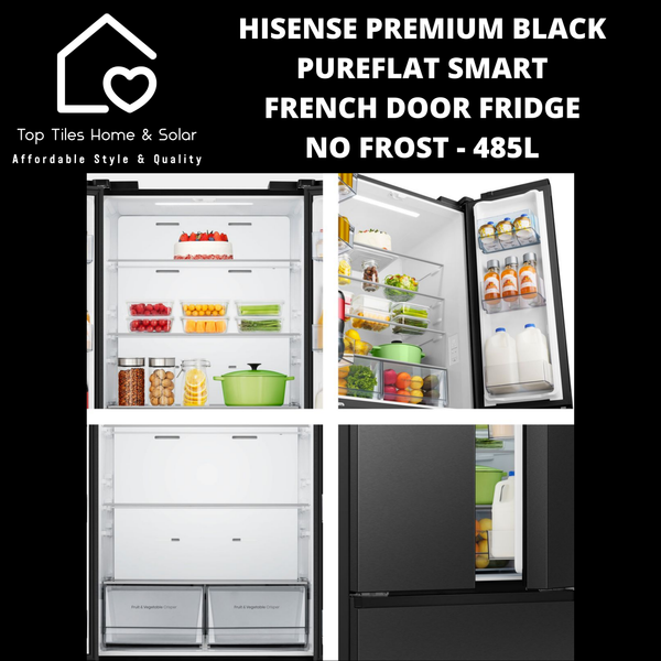 Hisense Premium Black PureFlat Smart No Frost French Door Fridge - 485L
