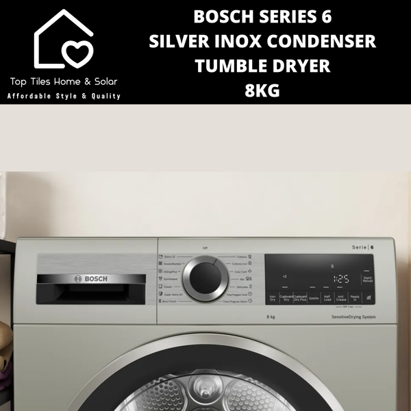 Bosch Series 6 - Silver Inox Condenser Tumble Dryer - 8kg