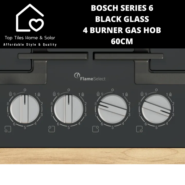 Bosch Series 6 - Black Glass 4 Burner Gas Hob - 60cm