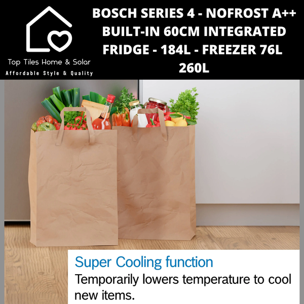 Bosch Series 4 - NoFrost A++ Built-in 60cm Integrated Fridge -  184L with Freezer 76L - 260L