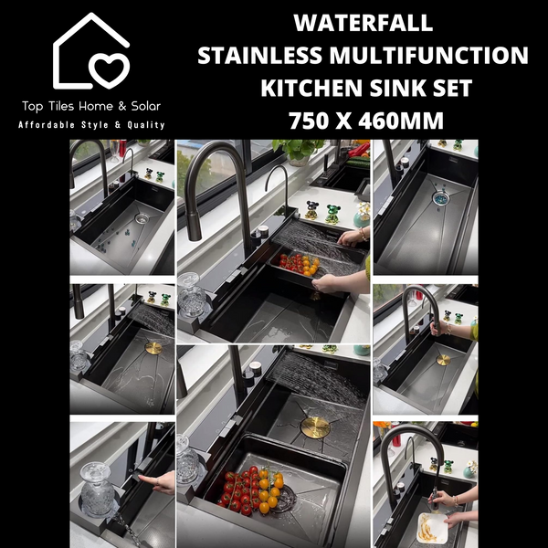 Waterfall Stainless Multifunction Kitchen Sink Set - 750 x 460mm