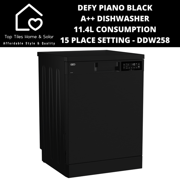 Defy Piano Black A++ Dishwasher 11.4L Consumption - 15 Place Setting DDW258