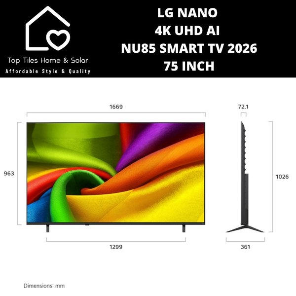 LG NANO 4K UHD AI NU85 Smart TV 2026 - 75 Inch