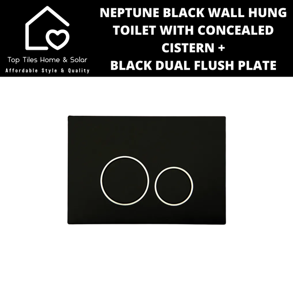 Neptune Black Wall Hung Toilet With Riifo Concealed Cistern & Black Dual Flush Plate