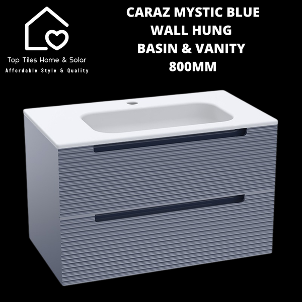 Caraz Mystic Blue Wall Hung Basin & 2 Drawer Vanity - 800mm
